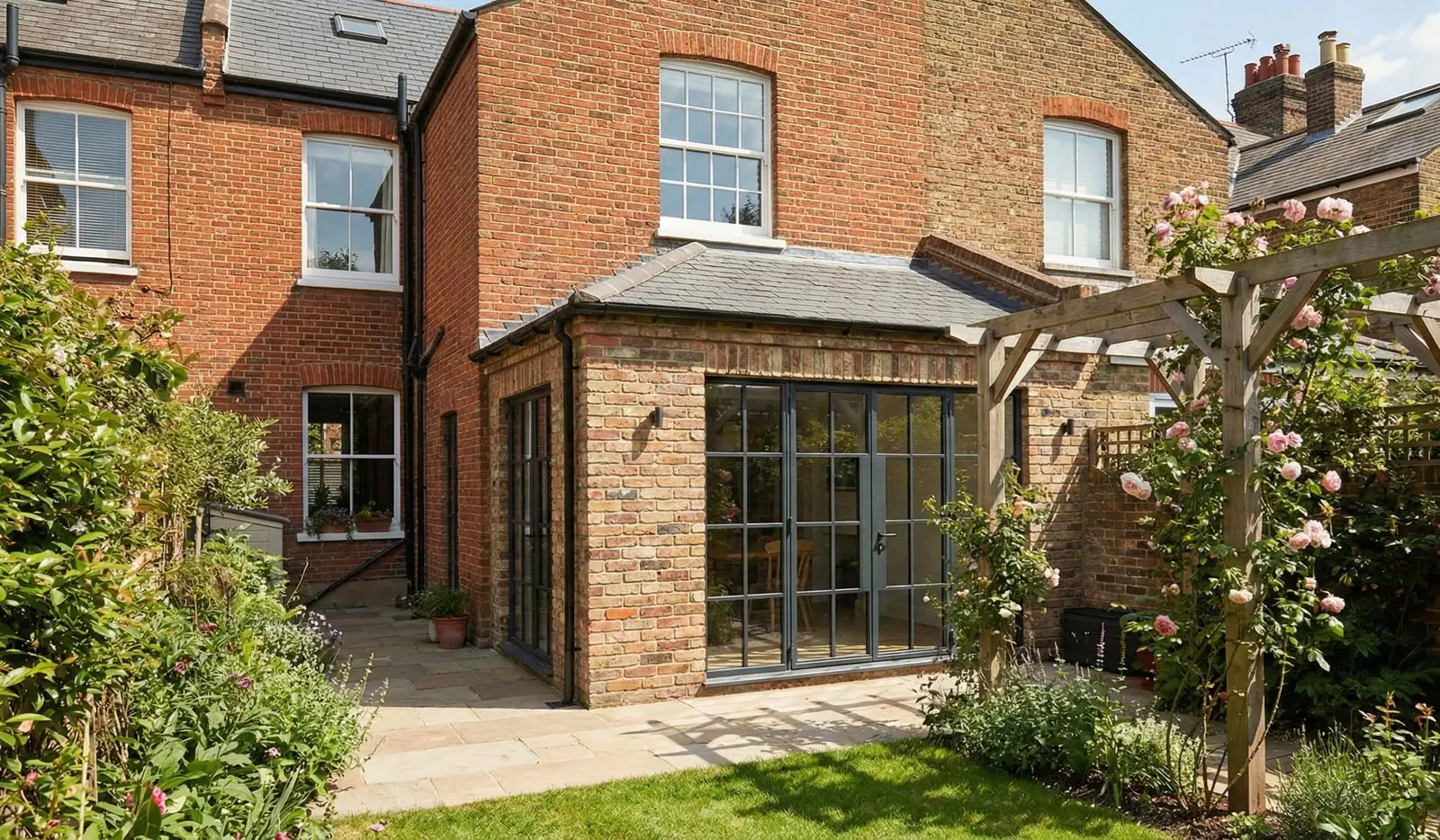 Single-storey rear extension to a house