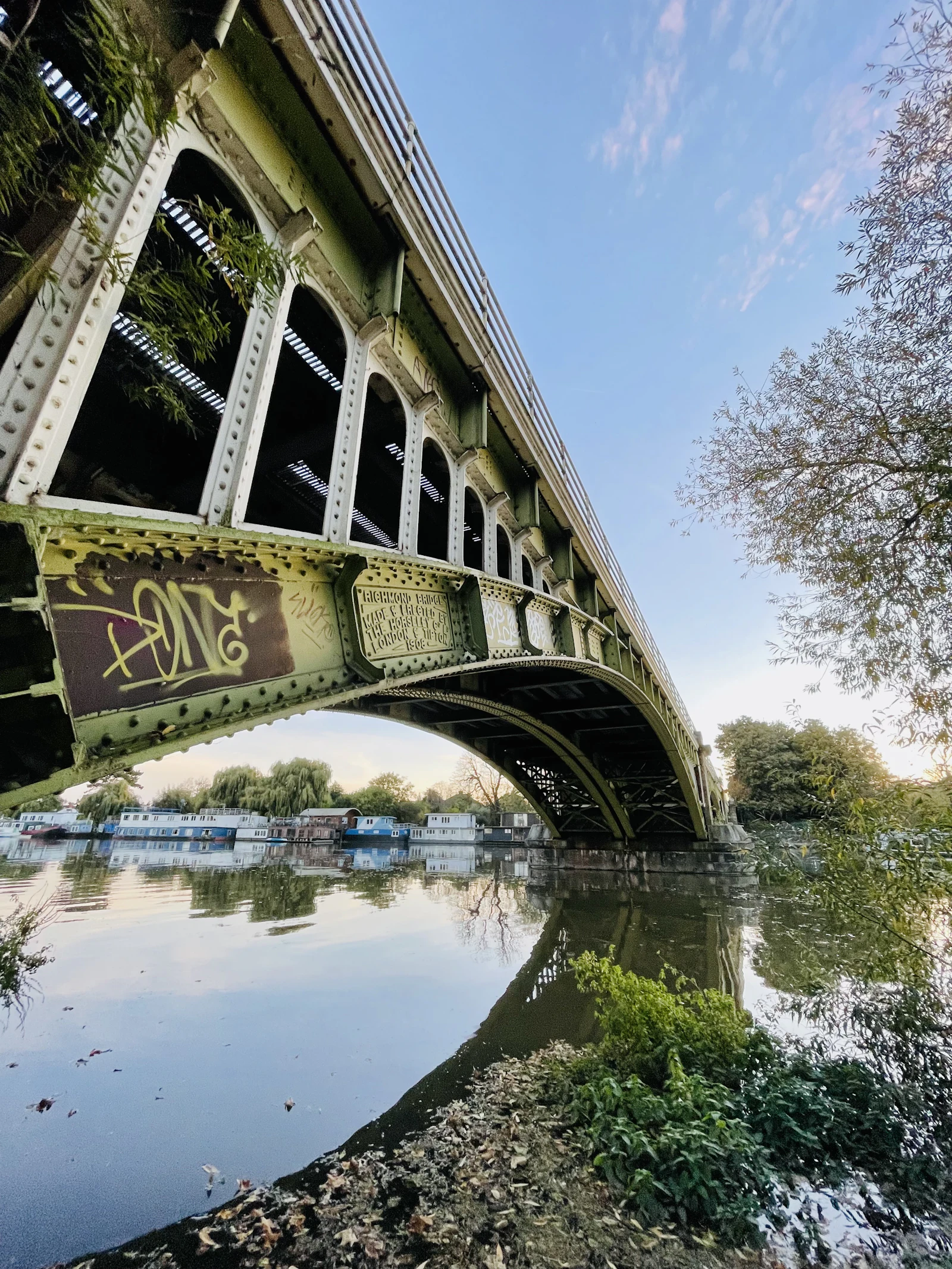 Richmond Railway Bridge and the River Thames in Richmond, London